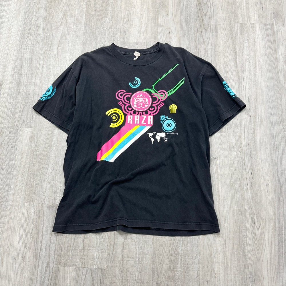VINTAGE 90s RAZA Worldwide Shirt Size Extra Large XL Mens Black 1990s